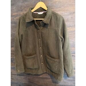 Boston Traders Womens Olive Green Sherpa Lined Utility Jacket Snap Front XL